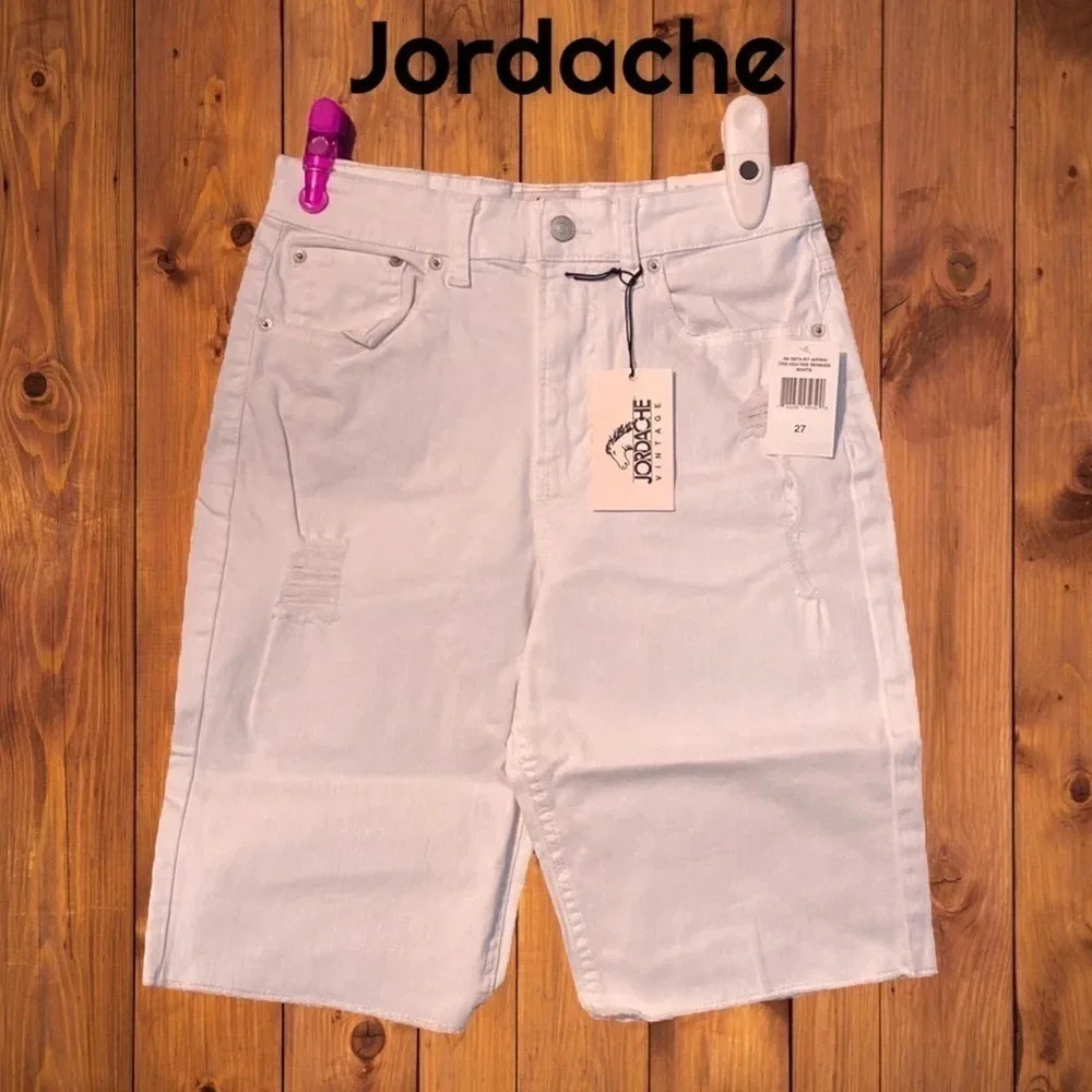 NEW Jordache Vintage Women's Cris High Rise Bermuda Shorts white wash - …